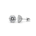 14K Yellow Gold Lab Grown Diamond Floral Crown Stud Earrings