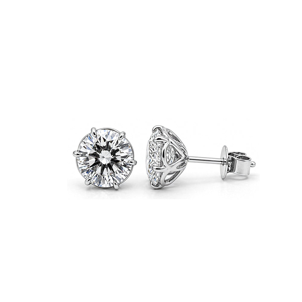 14K Yellow Gold Lab Grown Diamond Floral Crown Stud Earrings