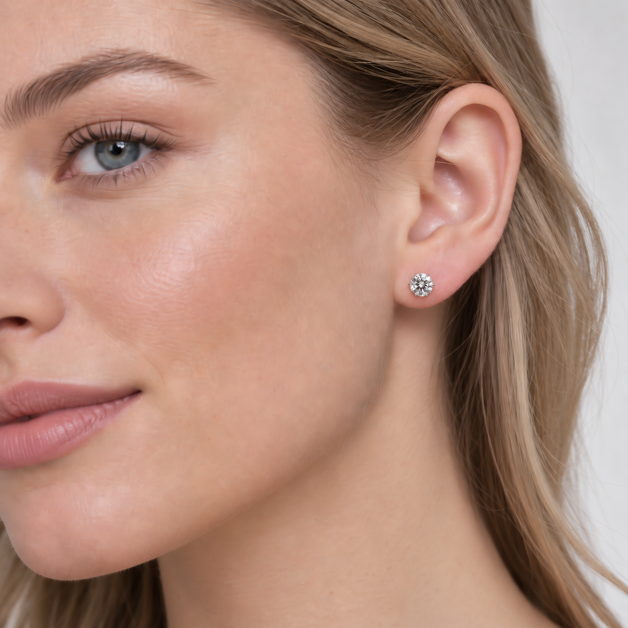 14K Yellow Gold Lab Grown Diamond Floral Crown Stud Earrings