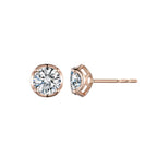 14K Rose Gold Floral Crown Diamond Stud Earrings
