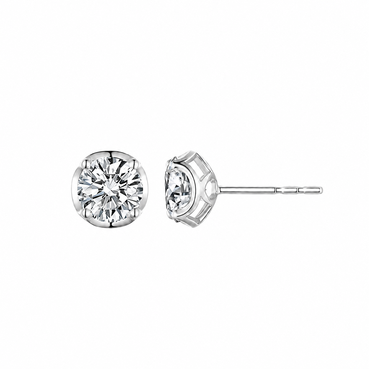 14K Rose Gold Floral Crown Diamond Stud Earrings