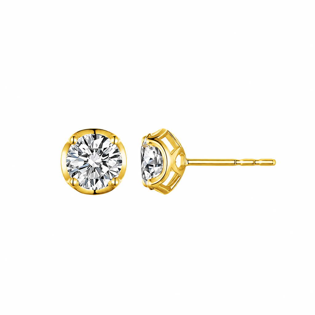 14K Rose Gold Floral Crown Diamond Stud Earrings