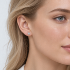 14K Rose Gold Floral Crown Diamond Stud Earrings