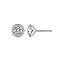 14K Yellow Gold Halo Diamond Stud Earrings with Milgrain Detail