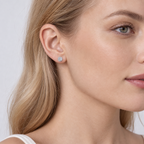 14K Yellow Gold Halo Diamond Stud Earrings with Milgrain Detail
