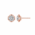 Petal Setting Solitaire Diamond Stud Earrings in 14K Solid Gold