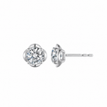 Petal Setting Solitaire Diamond Stud Earrings in 14K Solid Gold