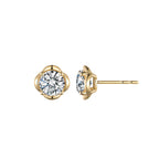 Petal Setting Solitaire Diamond Stud Earrings in 14K Solid Gold