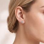 Petal Setting Solitaire Diamond Stud Earrings in 14K Solid Gold