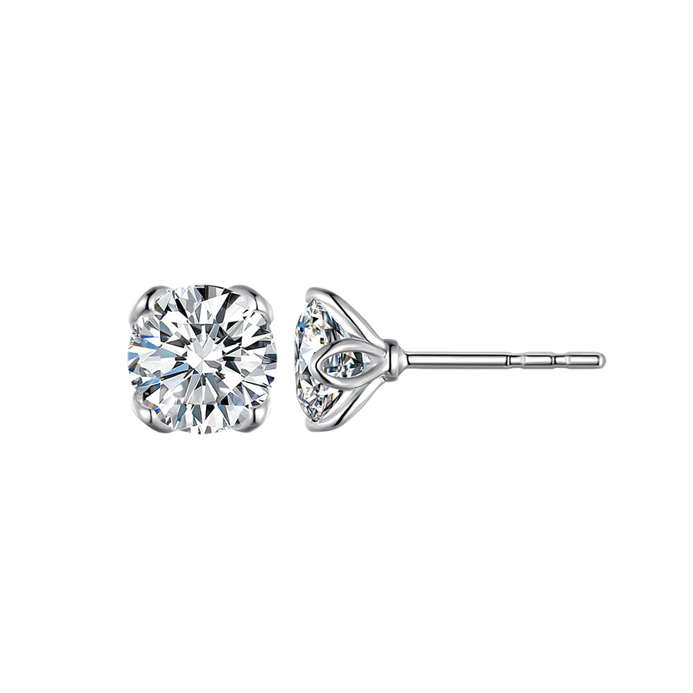 Timeless 4-Prong Round Brilliant Cut Diamond Stud Earrings