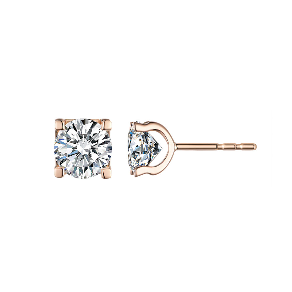 Classic Prong-Set Round Diamond Simulant Stud Earrings