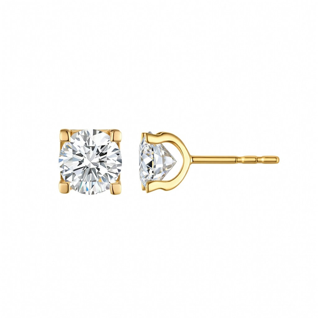 Classic Prong-Set Round Diamond Simulant Stud Earrings