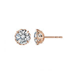 Floral Frame Solitaire Diamond Stud Earrings
