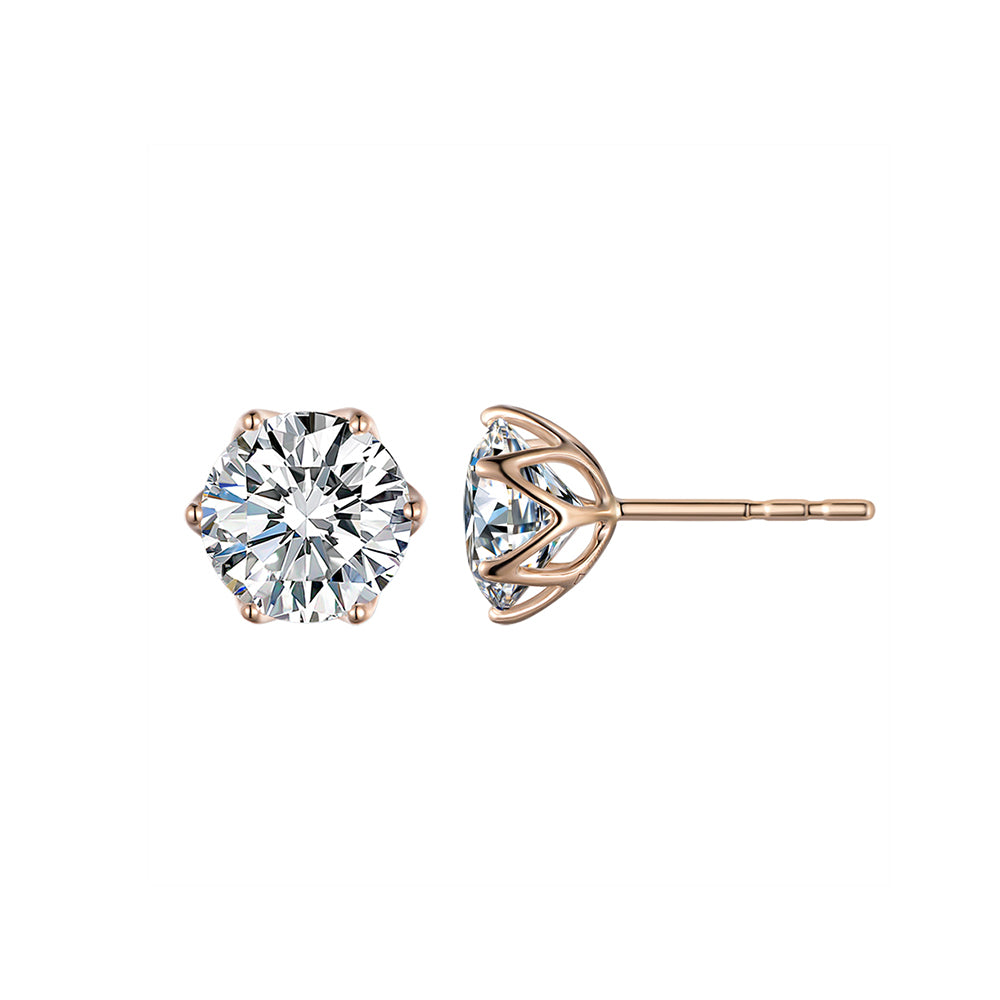 Minimalist Rose Gold Solitaire Stud Earrings