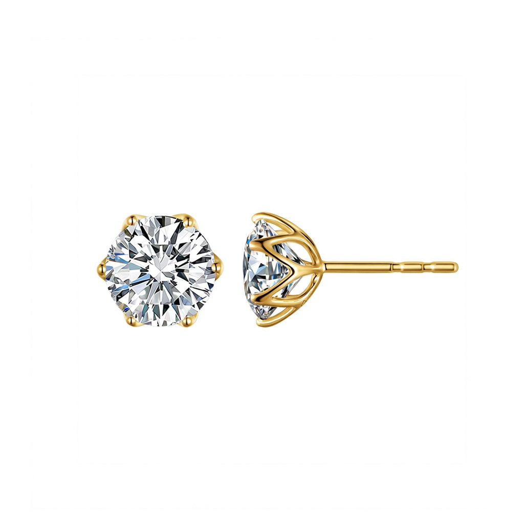 Minimalist Rose Gold Solitaire Stud Earrings