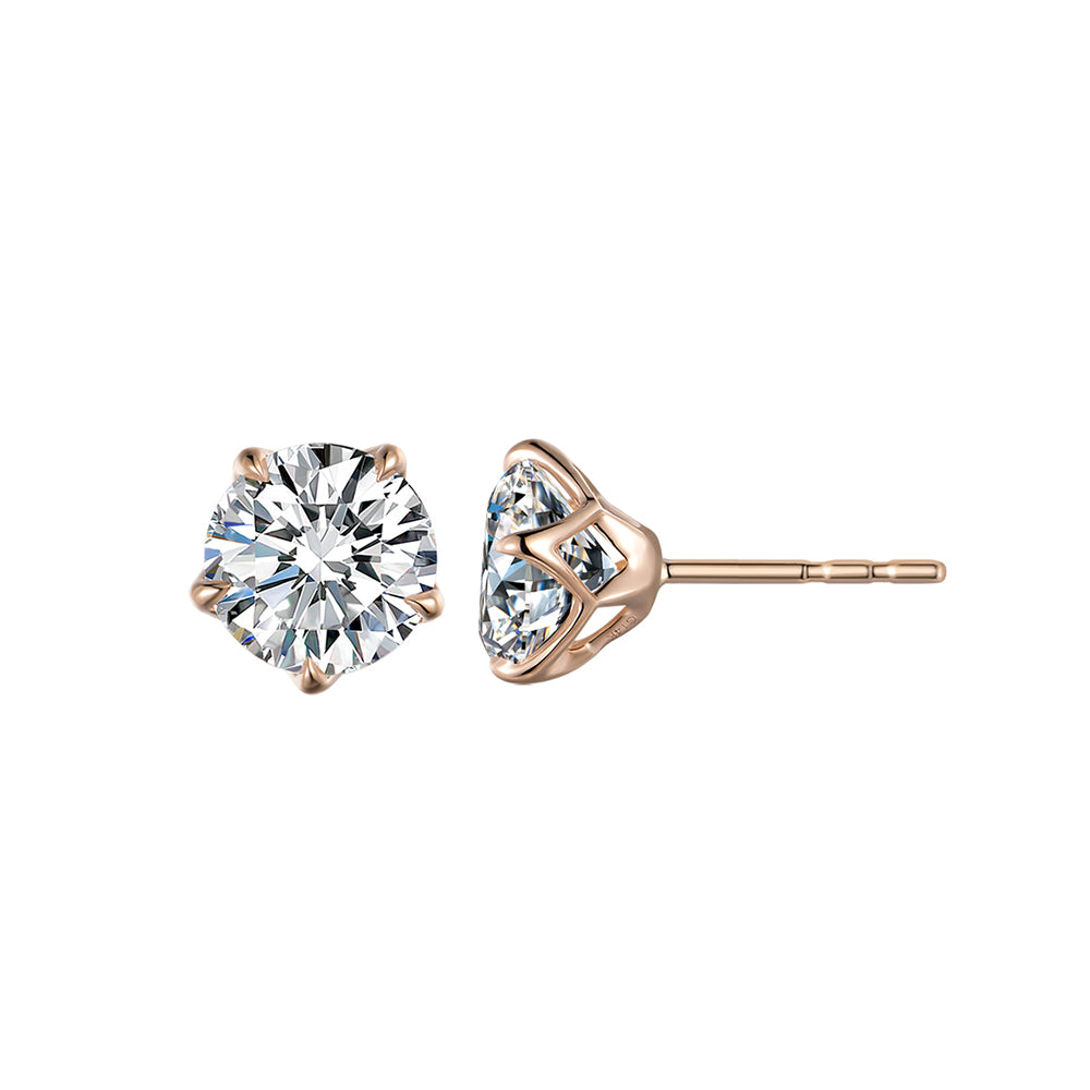 Non-Tarnish Rose Gold Round diamond Stud Earrings