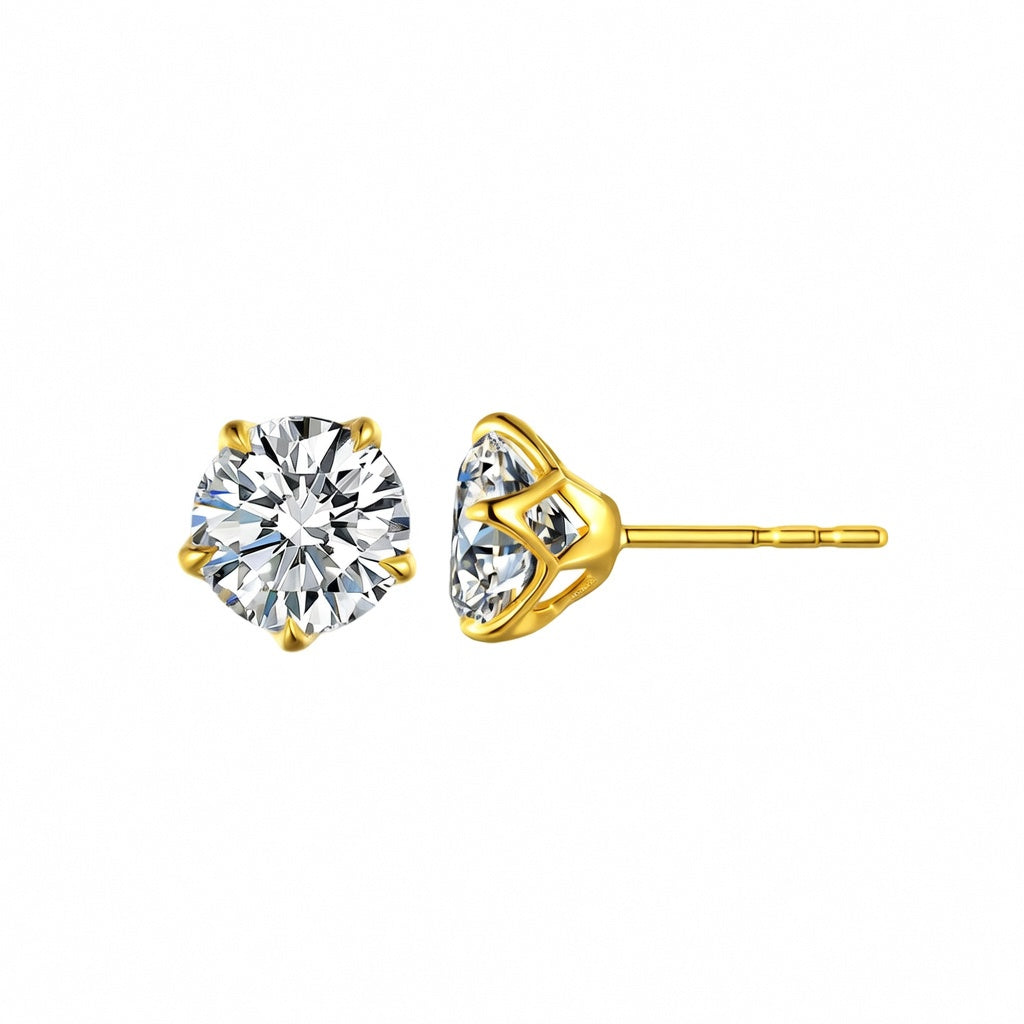 Non-Tarnish Rose Gold Round diamond Stud Earrings