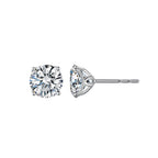 Leaf Accent 4-Prong Solitaire diamond Stud Earrings
