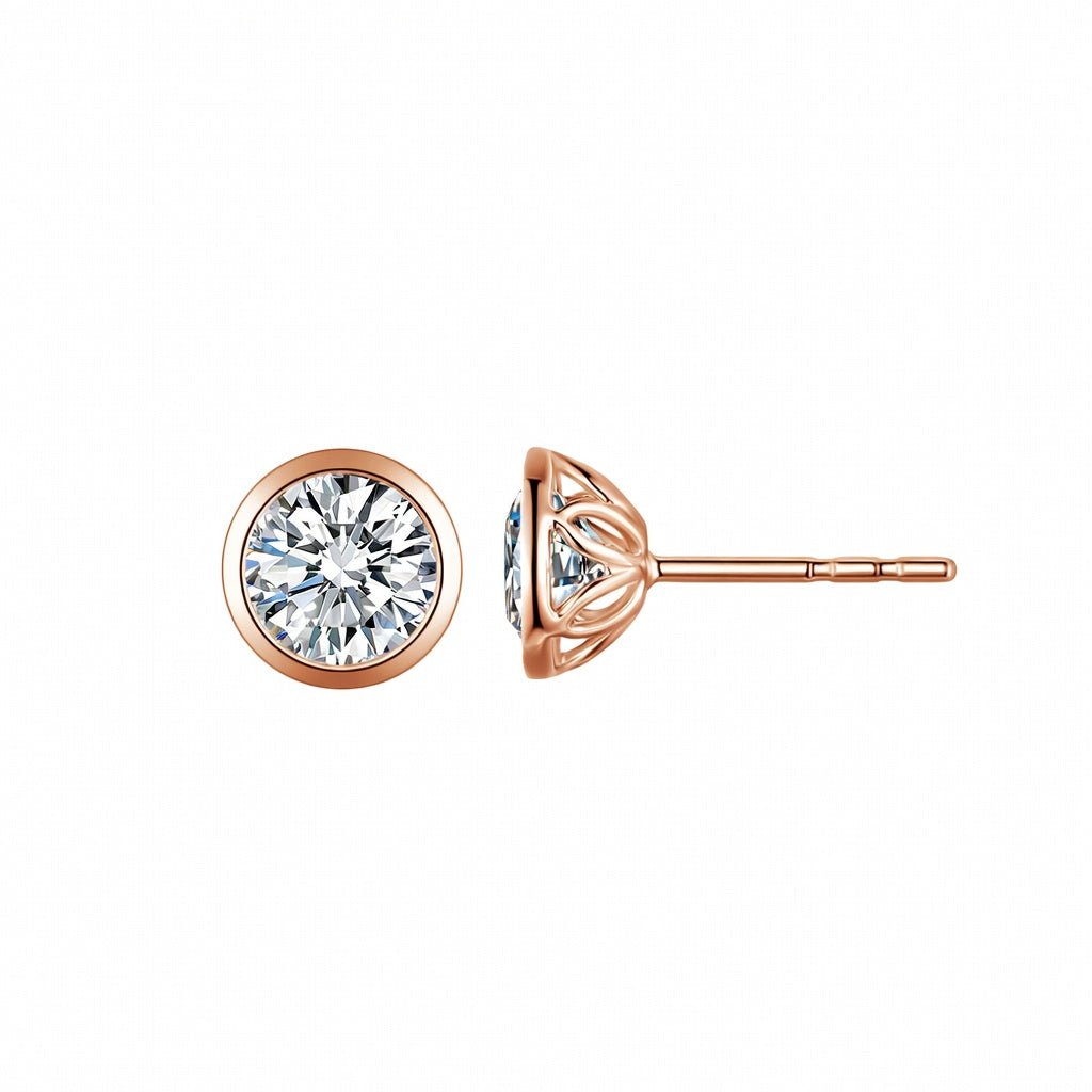Classic round bezel-set stud earrings