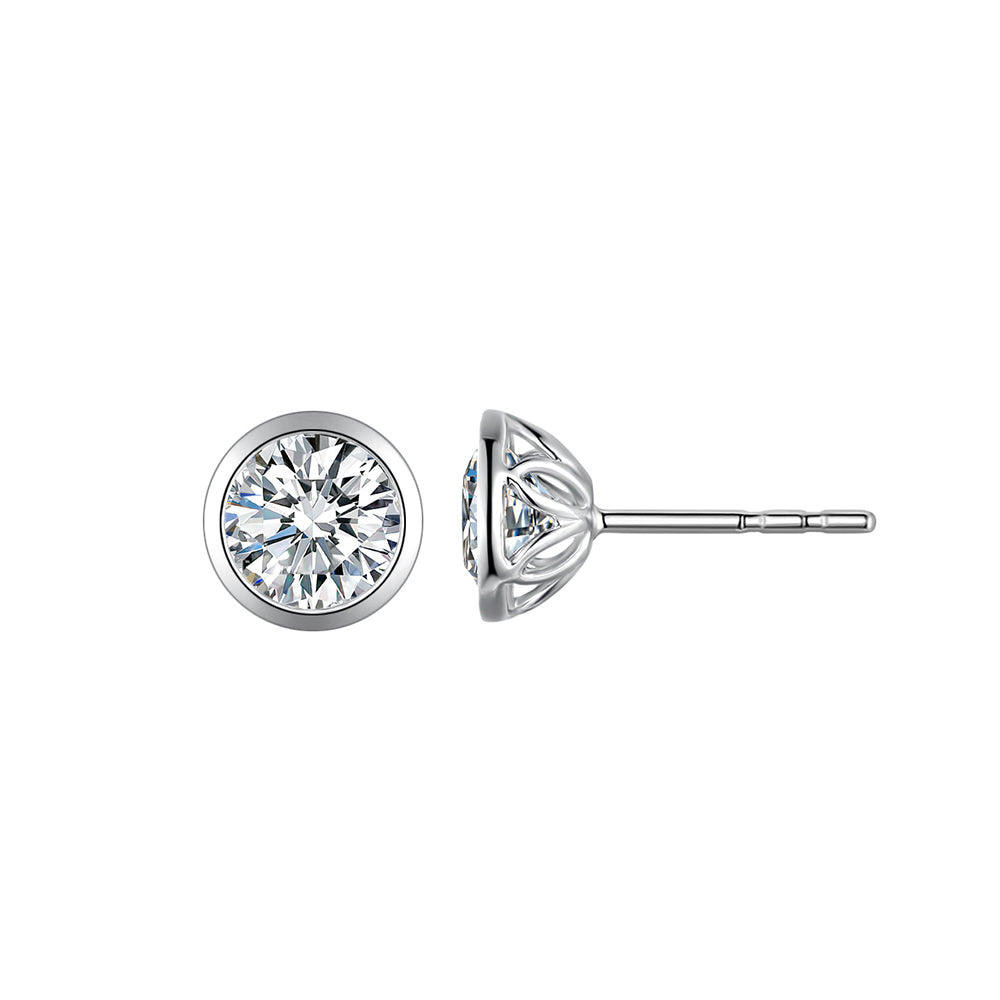 Classic round bezel-set stud earrings