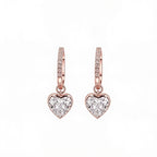 Bezel-Set Heart Crystal Drop Huggie Earrings Sweet & Romantic