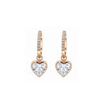 Bezel-Set Heart Crystal Drop Huggie Earrings Sweet & Romantic