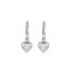 Bezel-Set Heart Crystal Drop Huggie Earrings Sweet & Romantic