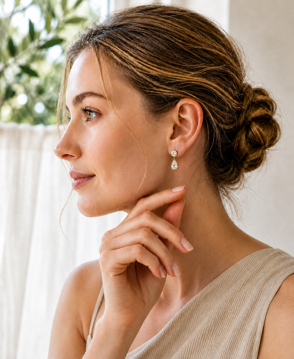 14K Gold Classic Teardrop Bridal Earrings