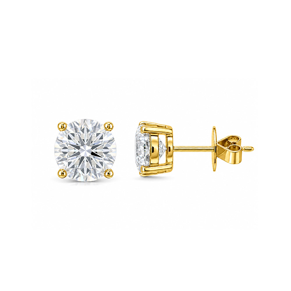 Classic 4-Prong Round Brilliant Lab-Grown Diamond Solitaire Stud Earrings Timeless Essential