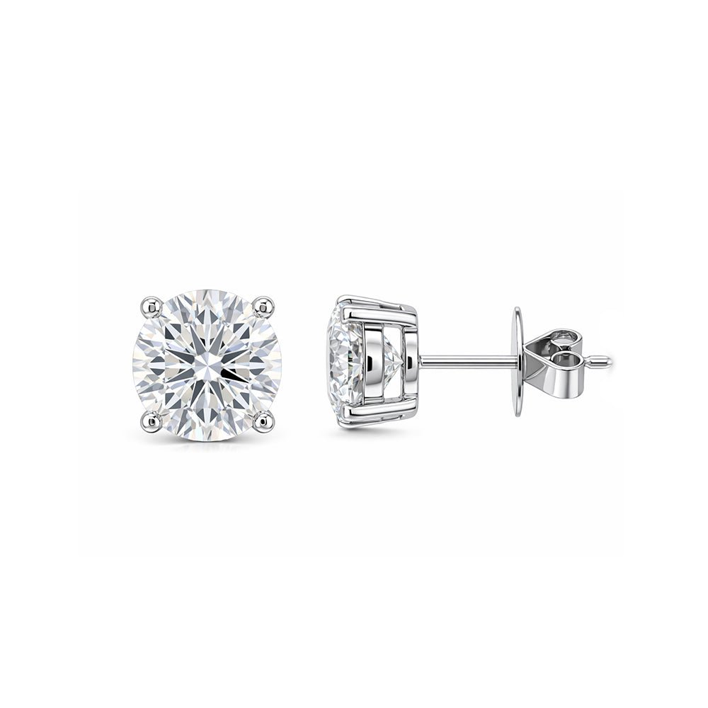 Classic 4-Prong Round Brilliant Lab-Grown Diamond Solitaire Stud Earrings Timeless Essential