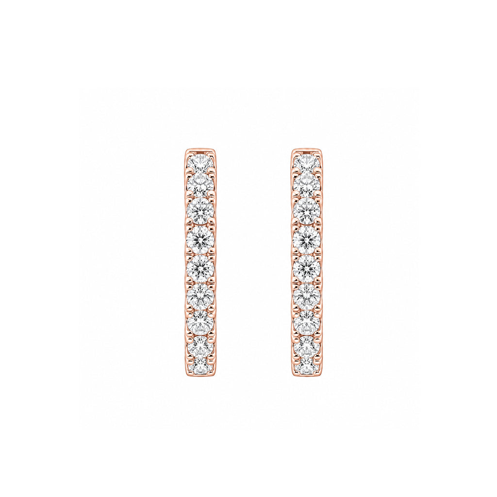 14K Gold Lab-Grown Diamond Pave Huggie Hoop Earrings