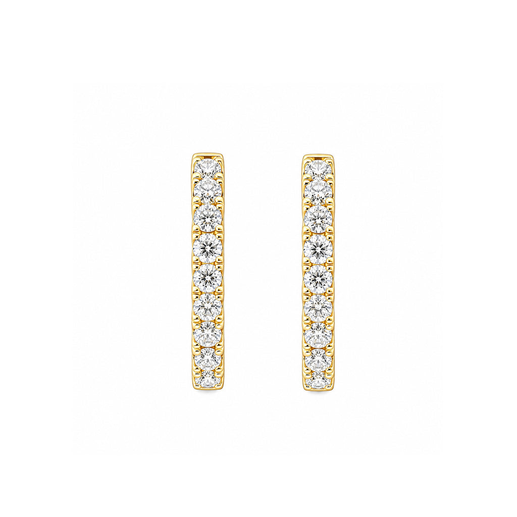 14K Gold Lab-Grown Diamond Pave Huggie Hoop Earrings