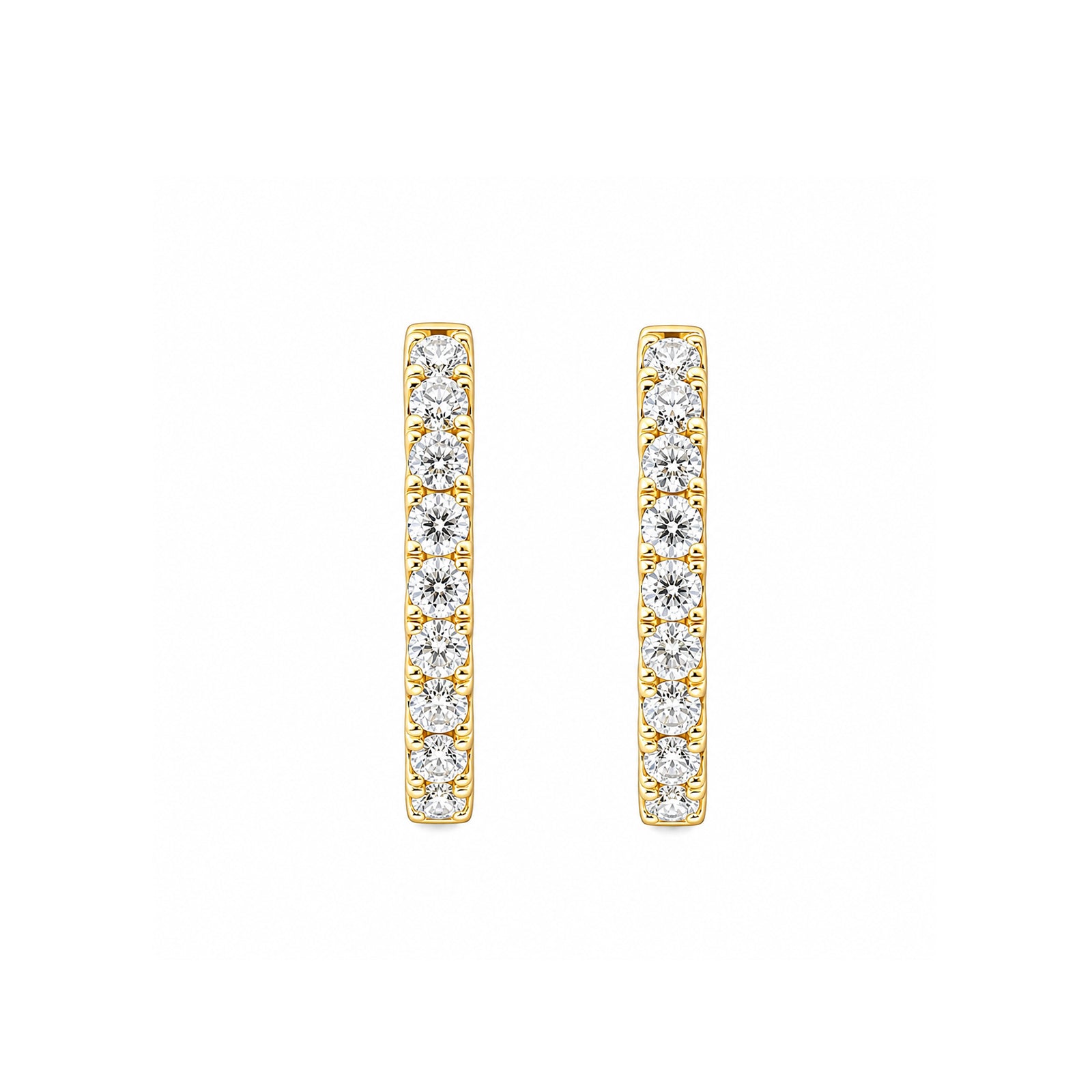 14K Gold Lab-Grown Diamond Pave Huggie Hoop Earrings