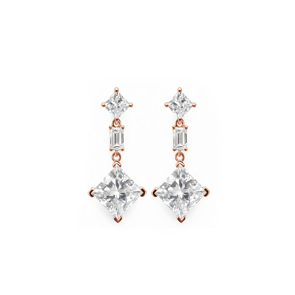 Art Deco Inspired Geometric Diamond Dangle Earrings