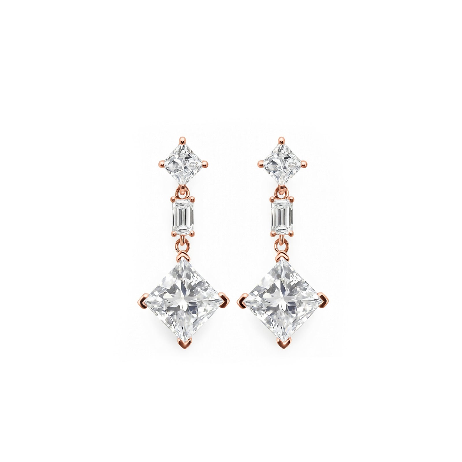Art Deco Inspired Geometric Diamond Dangle Earrings