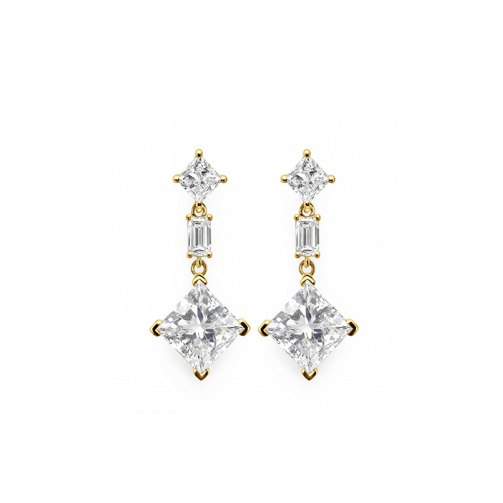 Art Deco Inspired Geometric Diamond Dangle Earrings