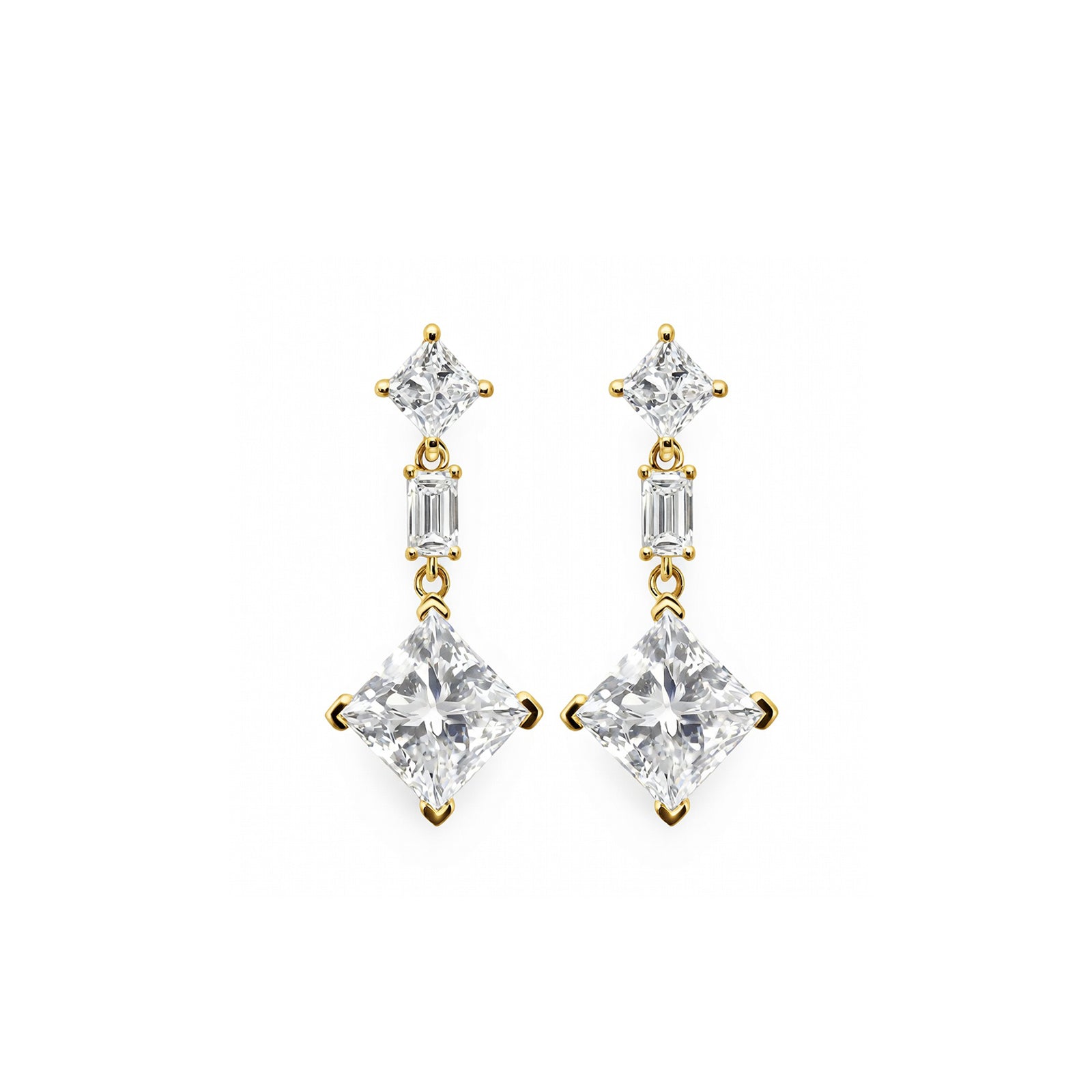 Art Deco Inspired Geometric Diamond Dangle Earrings
