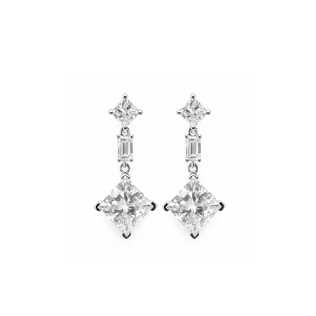 Art Deco Inspired Geometric Diamond Dangle Earrings