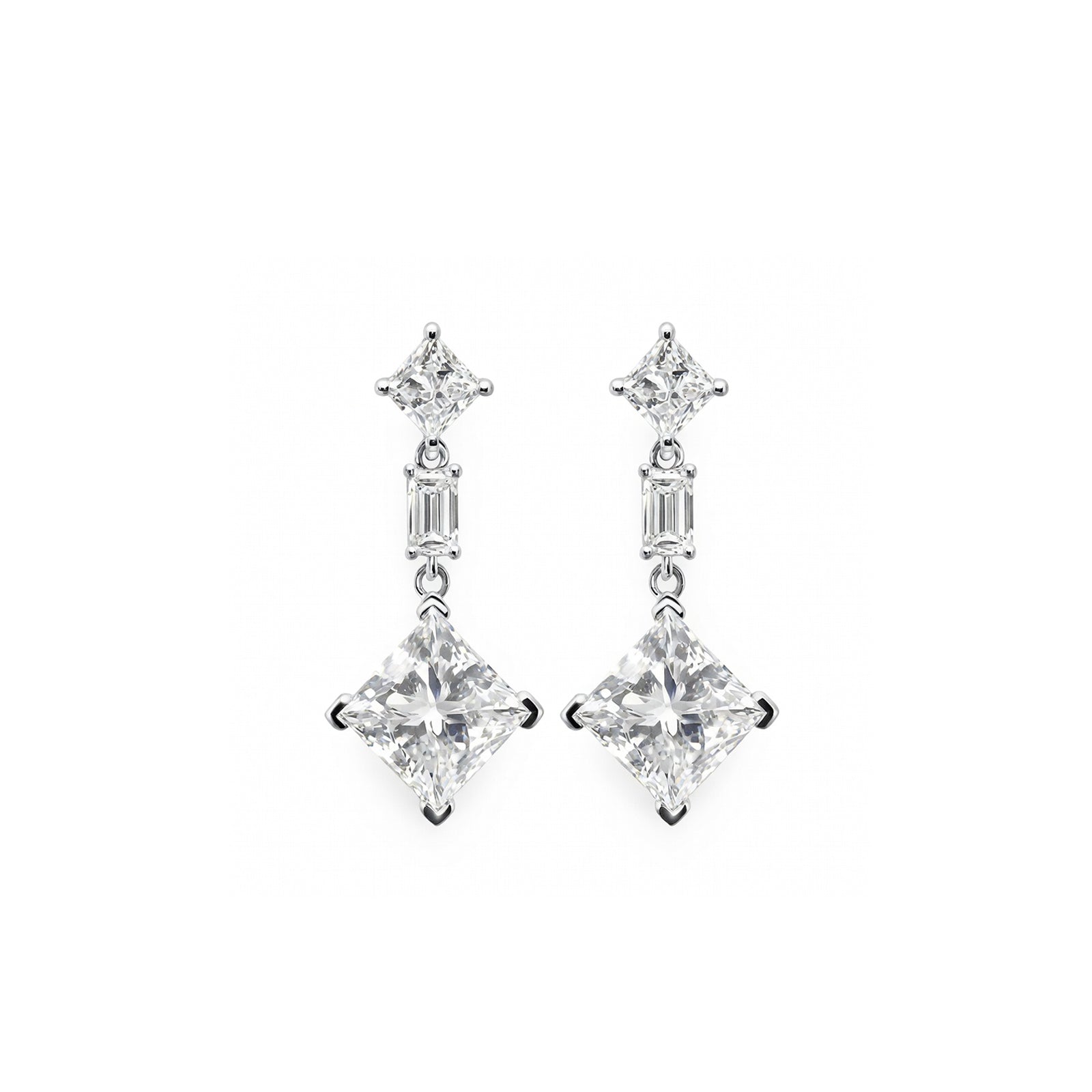 Art Deco Inspired Geometric Diamond Dangle Earrings