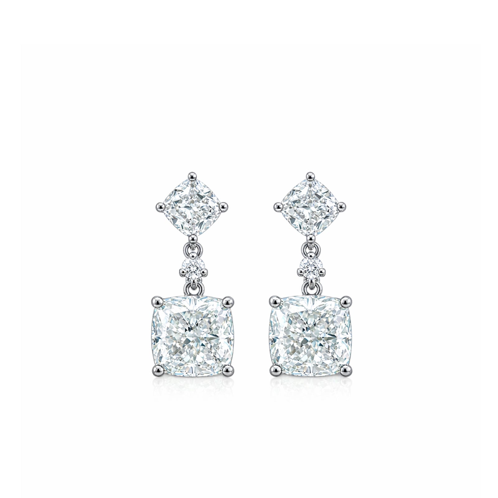 14K  Gold Cushion Cut Lab-Grown Diamond Drop Earrings