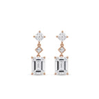 14K  Gold Emerald Cut & Princess Cut Tiered Geometric Lab-Grown Diamond Drop Earrings