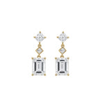 14K  Gold Emerald Cut & Princess Cut Tiered Geometric Lab-Grown Diamond Drop Earrings