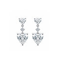 14K  Gold Double Heart Lab-Grown Diamond Drop Earrings