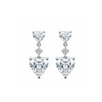 14K  Gold Double Heart Lab-Grown Diamond Drop Earrings
