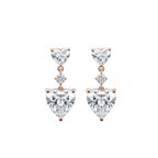 14K  Gold Double Heart Lab-Grown Diamond Drop Earrings