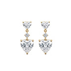 14K  Gold Double Heart Lab-Grown Diamond Drop Earrings