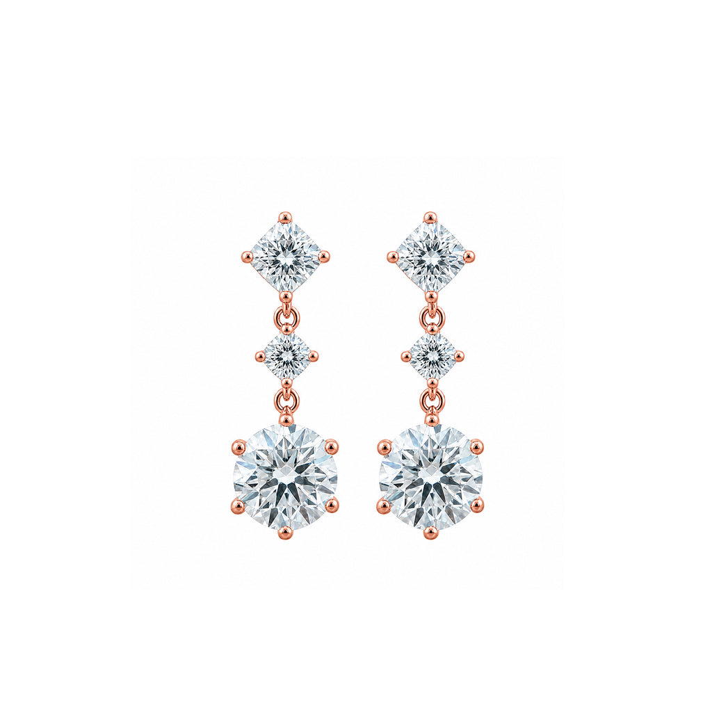 14K Gold Mixed Cut Three-Tier Lab-Grown Diamond Drop Earrings