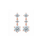 14K Gold Mixed Cut Three-Tier Lab-Grown Diamond Drop Earrings