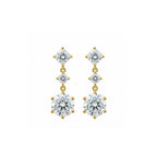 14K Gold Mixed Cut Three-Tier Lab-Grown Diamond Drop Earrings