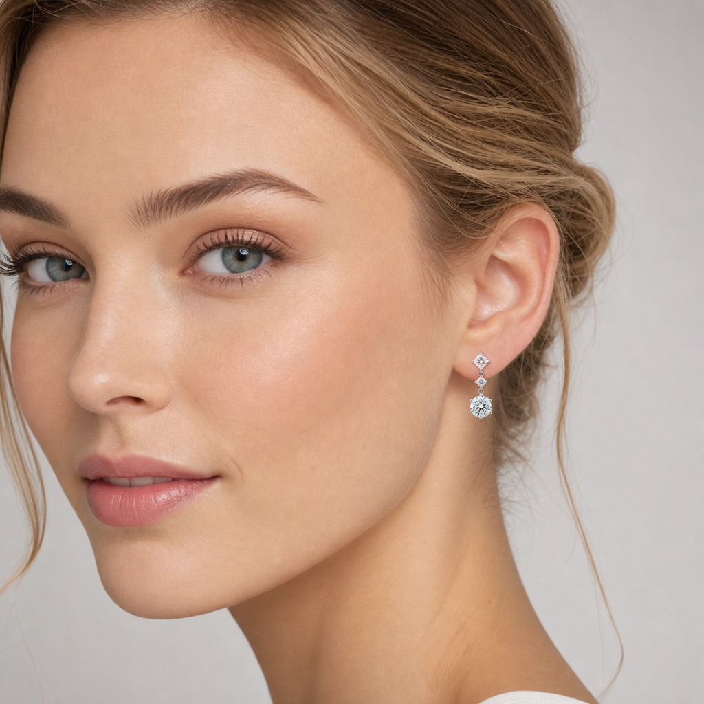 14K Gold Mixed Cut Three-Tier Lab-Grown Diamond Drop Earrings